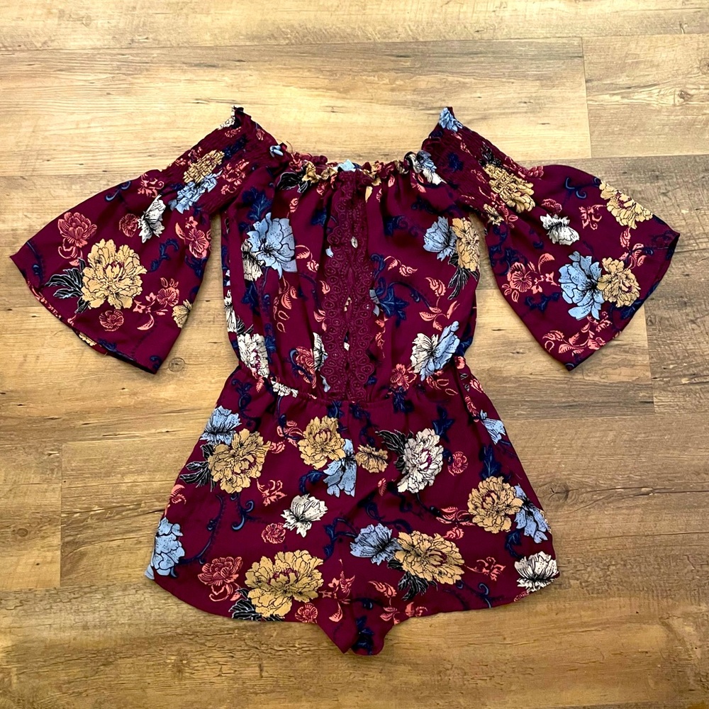 Floral off the shoulder romper